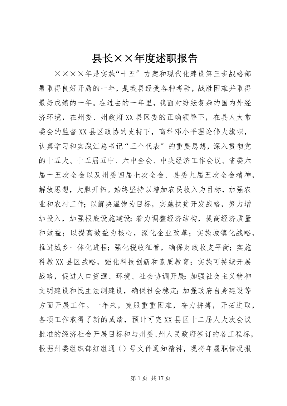 2023年县长度述职报告.docx_第1页