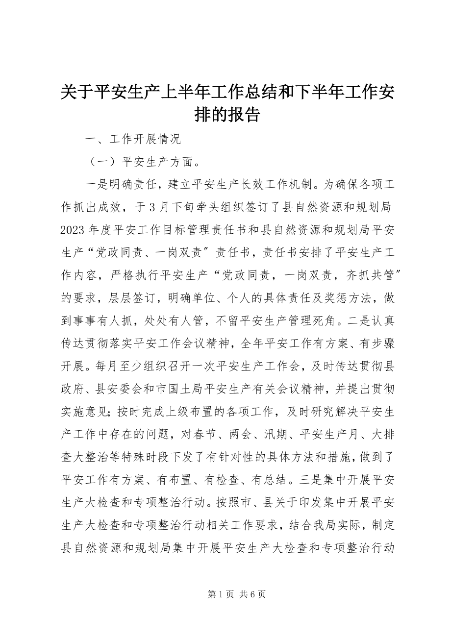 2023年安全生产上半年工作总结和下半年工作安排的报告.docx_第1页