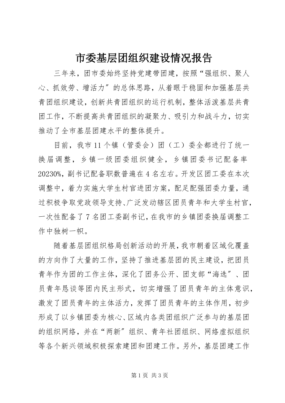 2023年市委基层团组织建设情况报告.docx_第1页