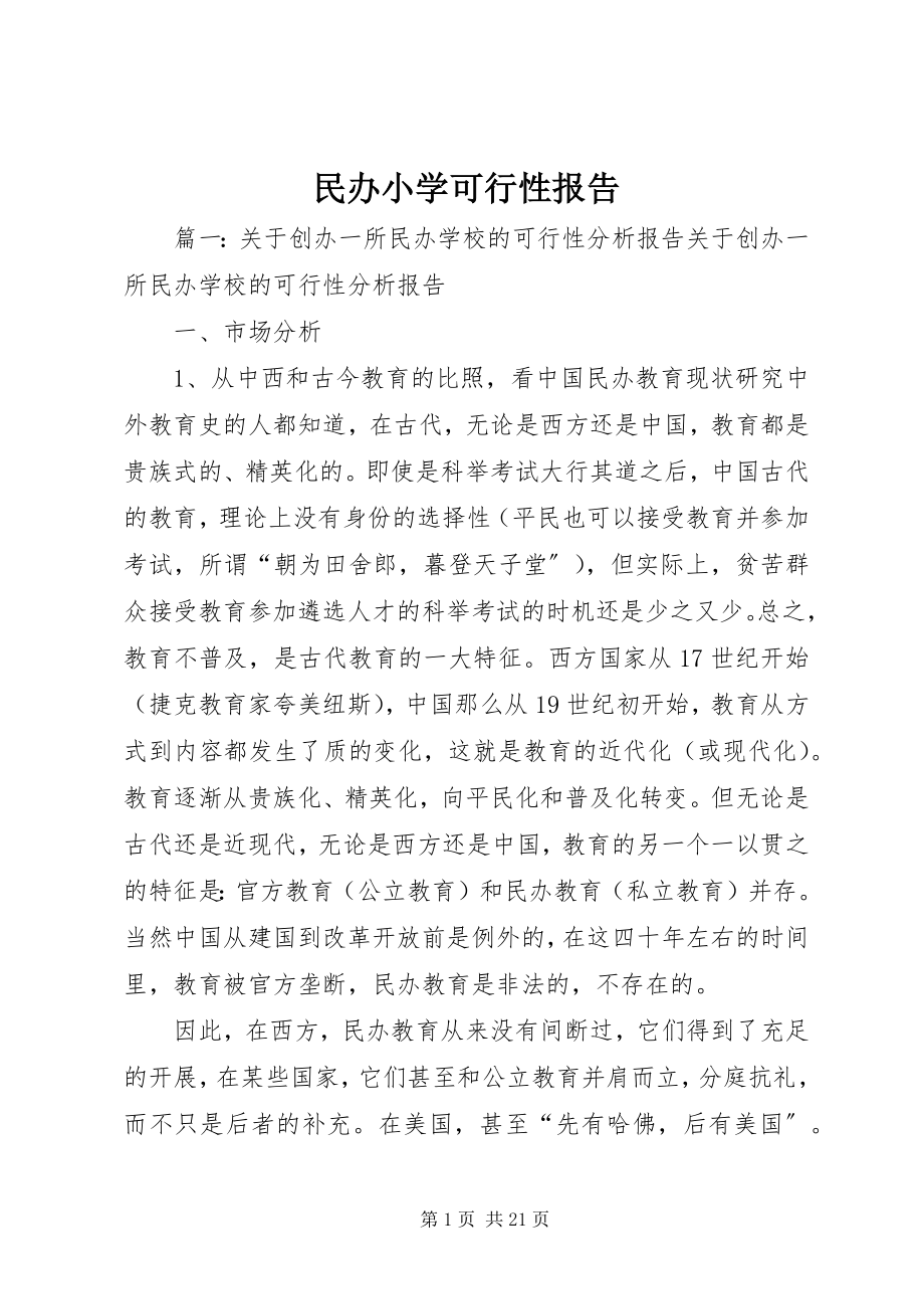 2023年民办小学可行性报告.docx_第1页