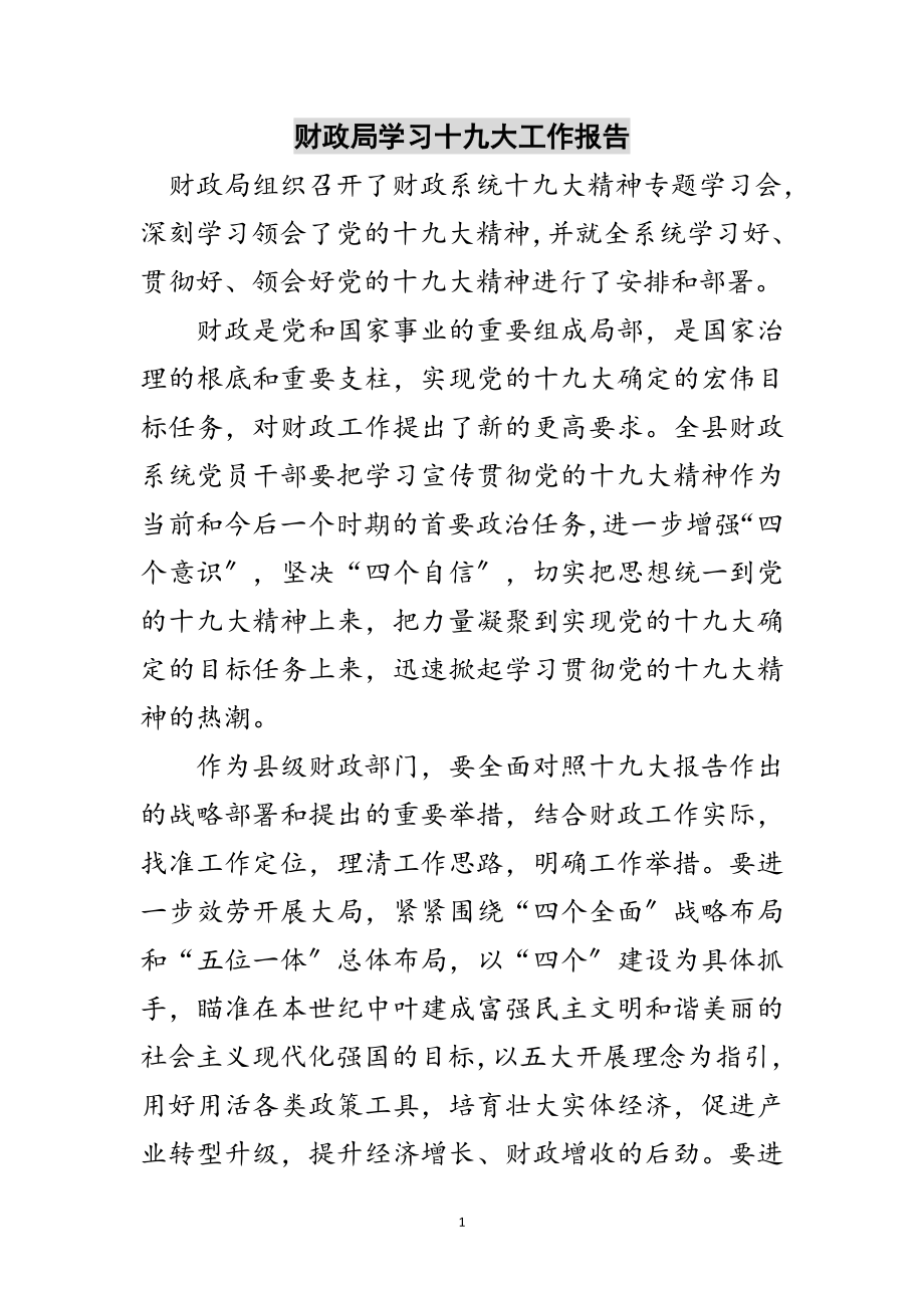 2023年财政局学习十九大工作报告范文.doc_第1页