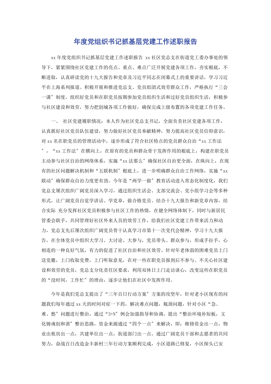 2023年度党组织书记抓基层党建工作述职报告.docx_第1页