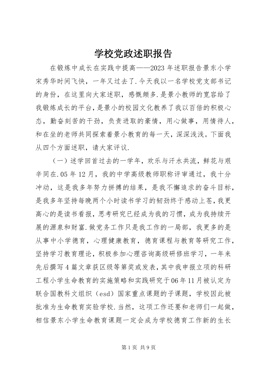 2023年学校党政述职报告.docx_第1页