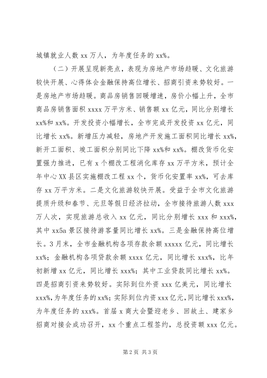 2023年市发改委一季度经济形势分析会致辞稿.docx_第2页