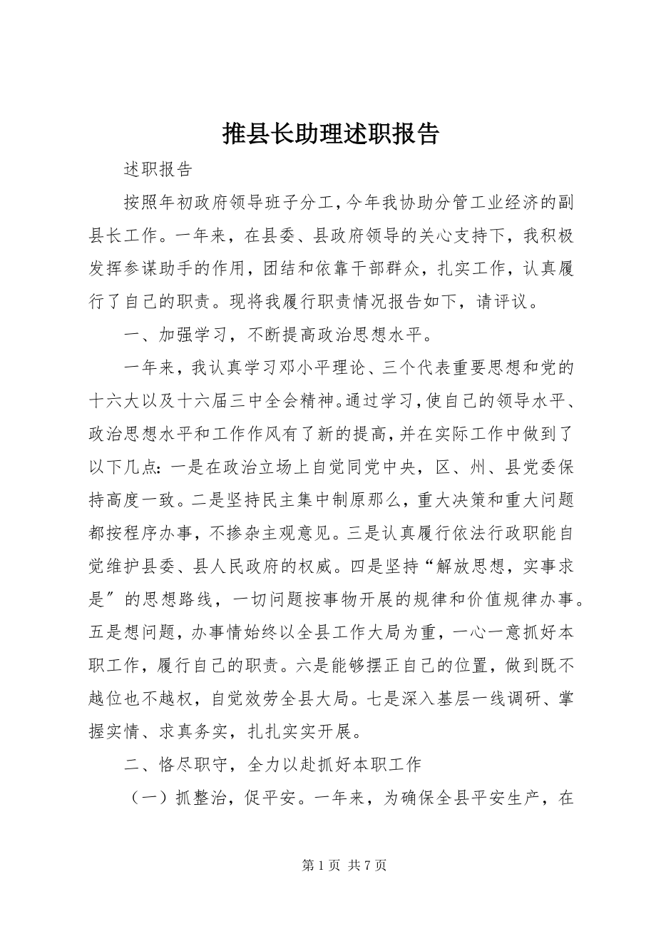 2023年推县长助理述职报告.docx_第1页