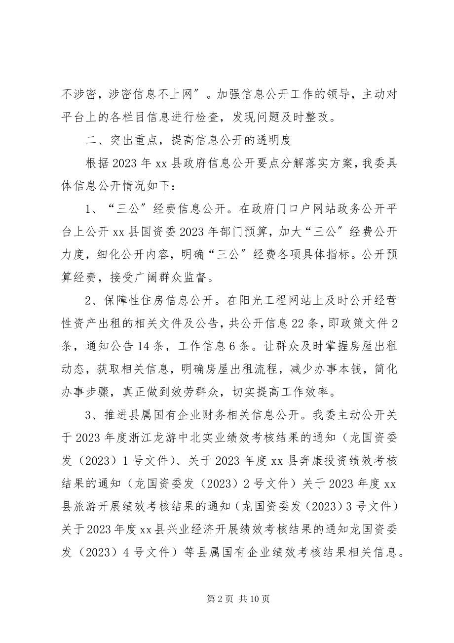 2023年县国资委政府信息公开工作要点落实情况自查报告.docx_第2页