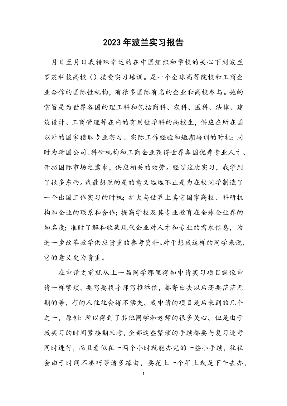 2023年波兰实习报告.docx_第1页