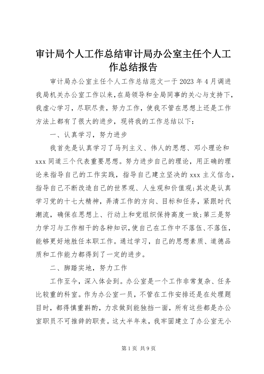 2023年审计局个人工作总结审计局办公室主任个人工作总结报告.docx_第1页