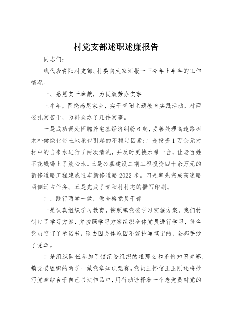 2023年村党支部述职述廉报告新编.docx_第1页