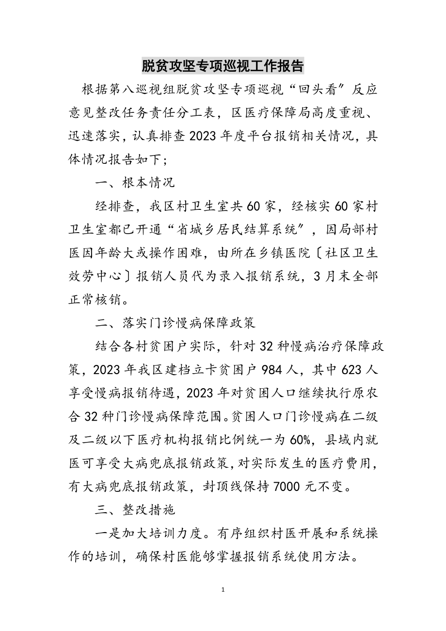 2023年脱贫攻坚专项巡视工作报告范文.doc_第1页