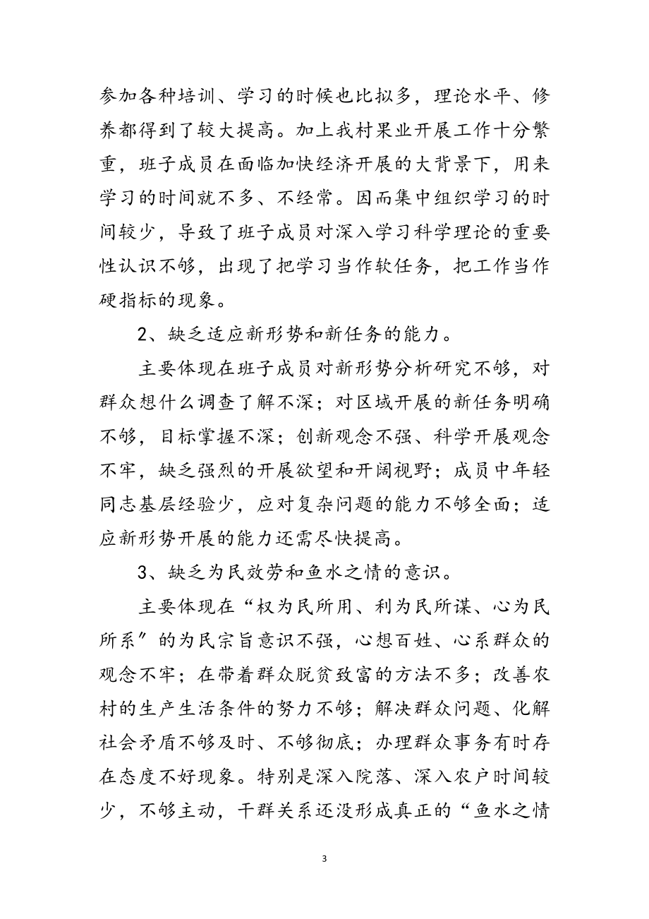 2023年村党支部深入学习实践科学发展观自查报告范文.doc_第3页