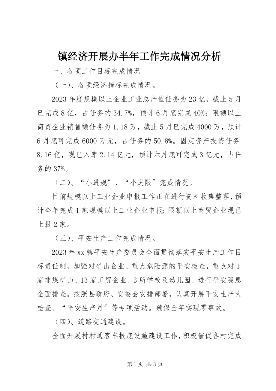 2023年镇经济发展办半年工作完成情况分析.docx_第1页