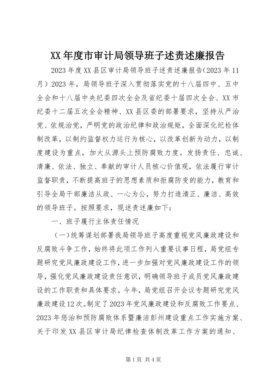 2023年市审计局领导班子述责述廉报告.docx_第1页