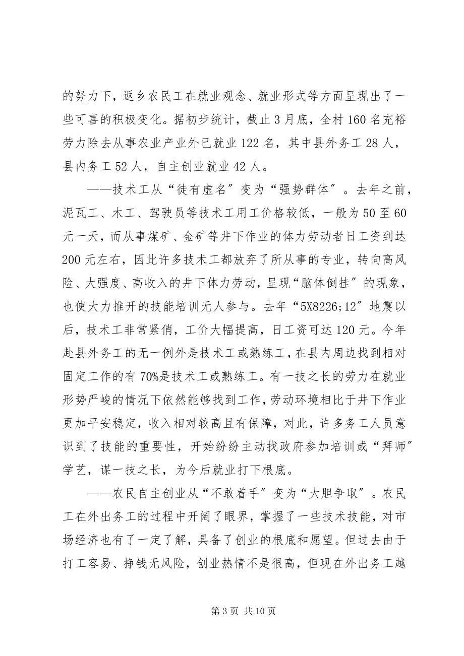 2023年返乡农民工再就业调研报告.docx_第3页