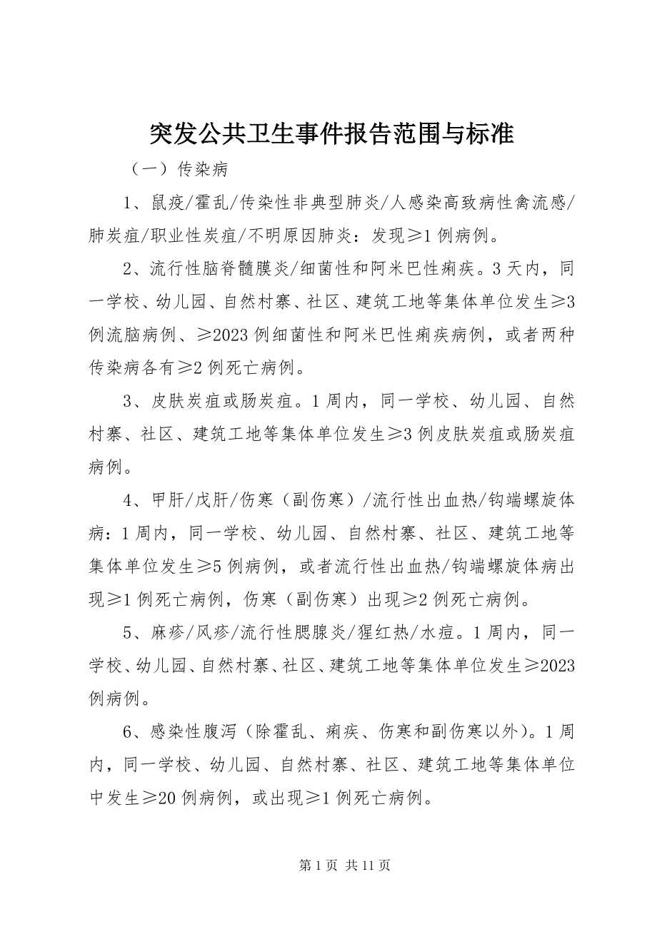 2023年突发公共卫生事件报告范围与标准.docx_第1页