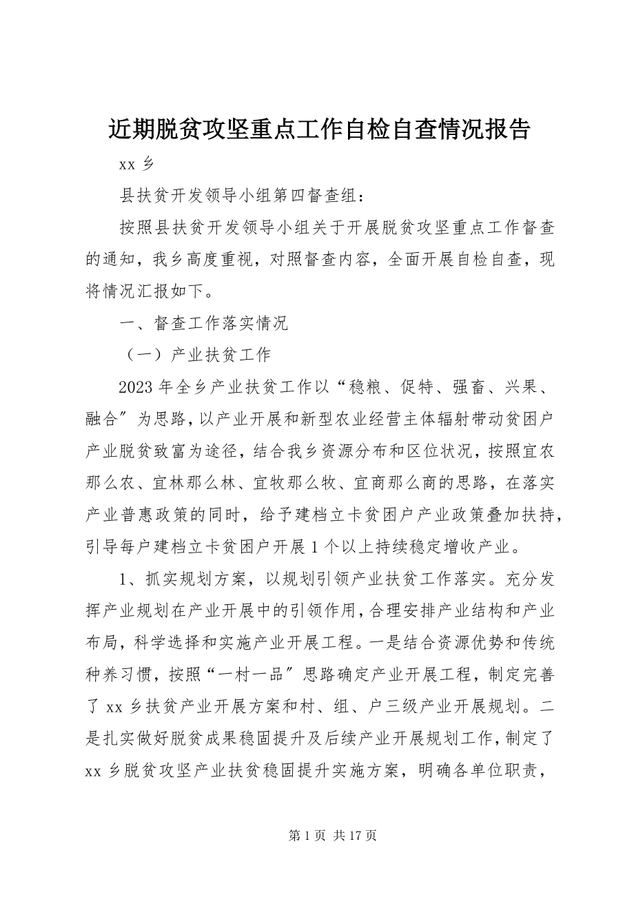 2023年近期脱贫攻坚重点工作自检自查情况报告.docx_第1页