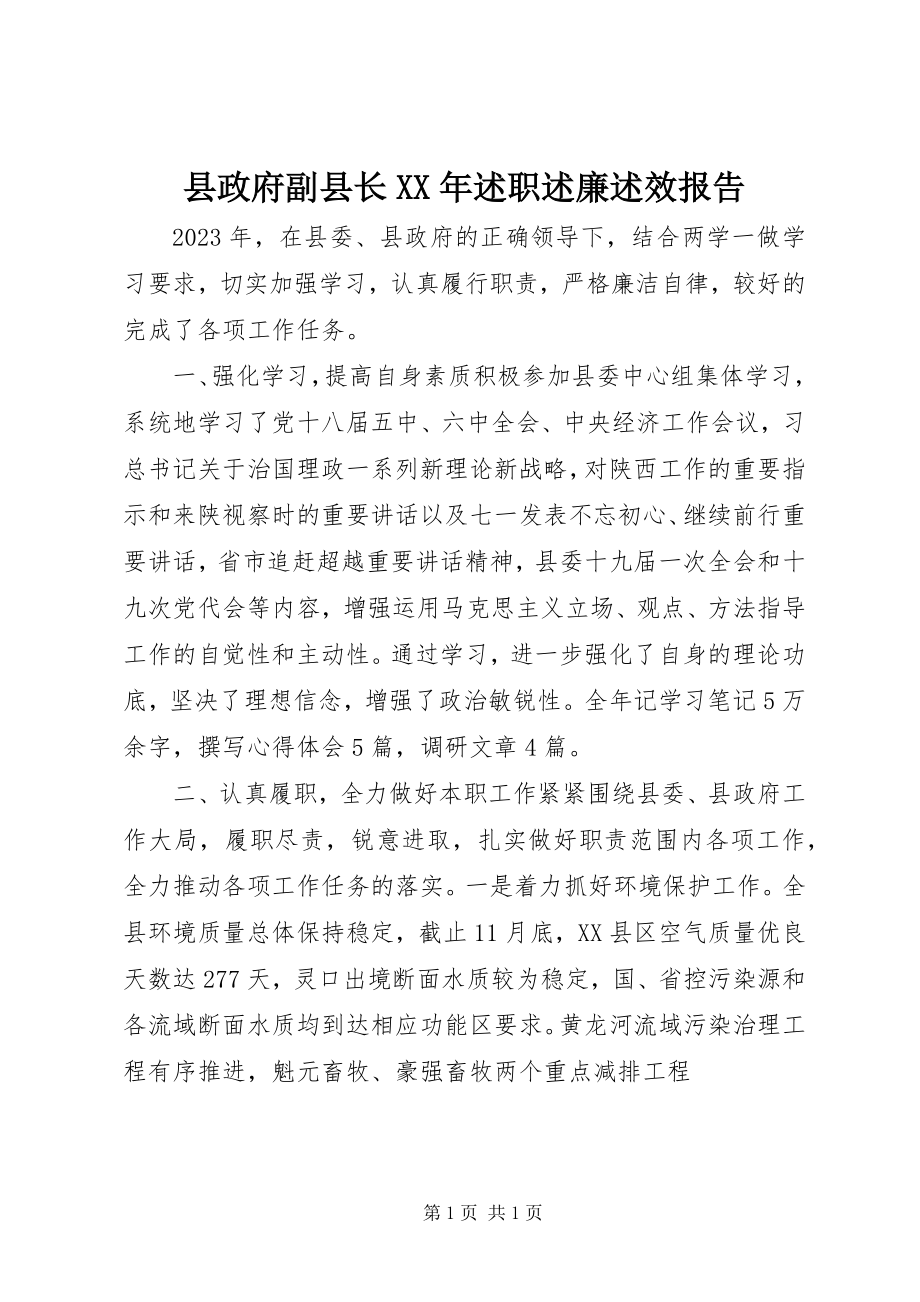 2023年县政府副县长述职述廉述效报告2.docx_第1页