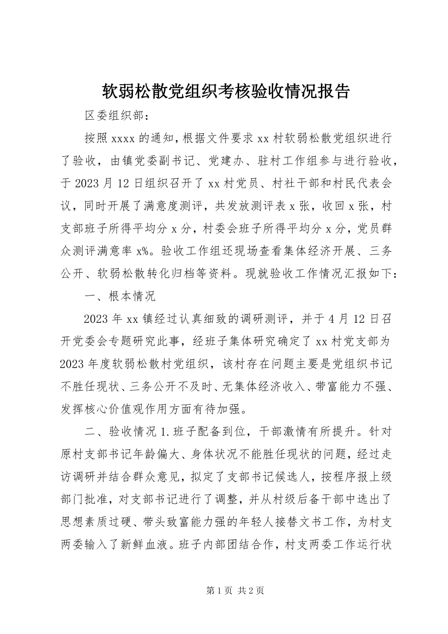 2023年软弱涣散党组织考核验收情况报告.docx_第1页