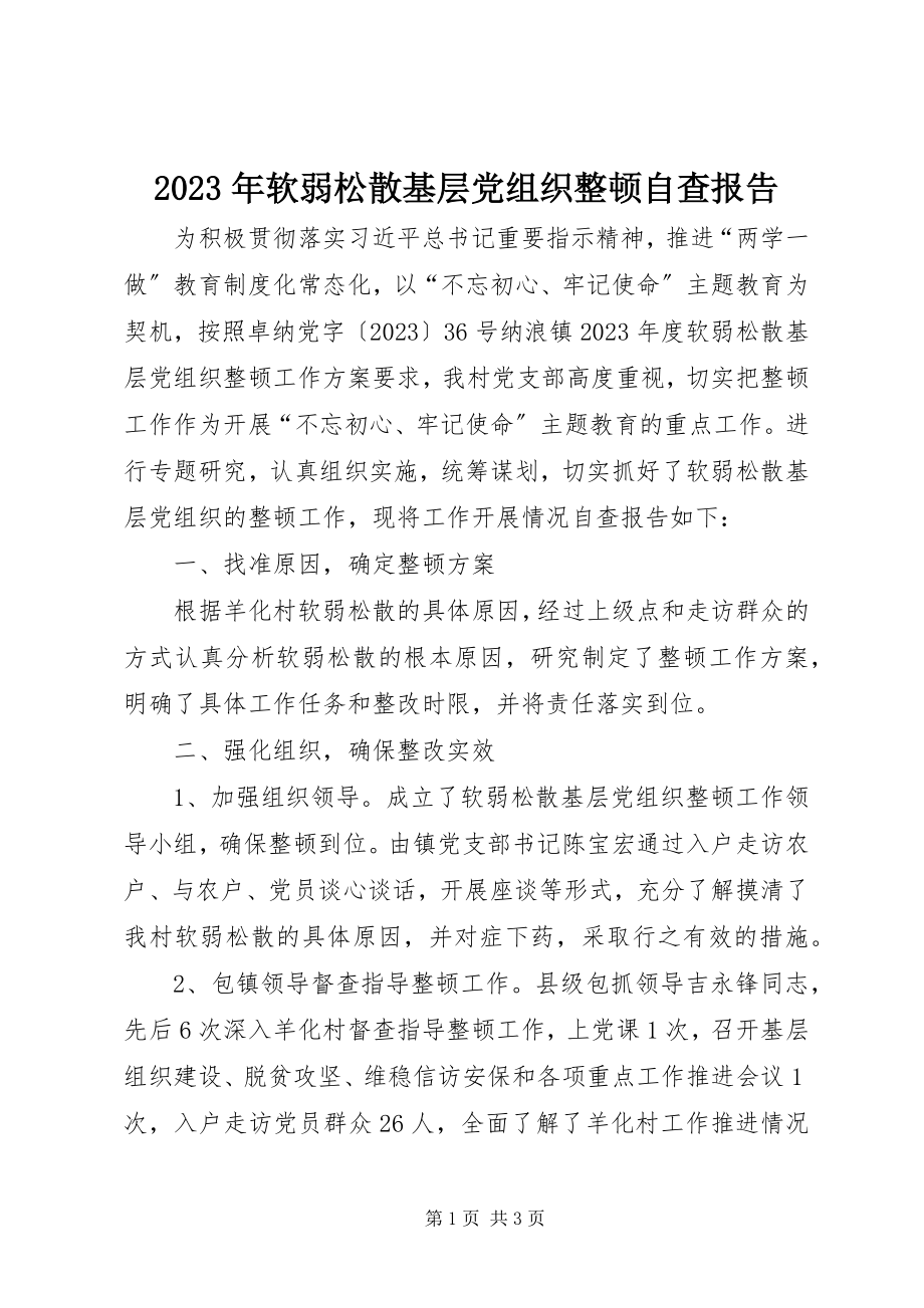 2023年软弱涣散基层党组织整顿自查报告.docx_第1页