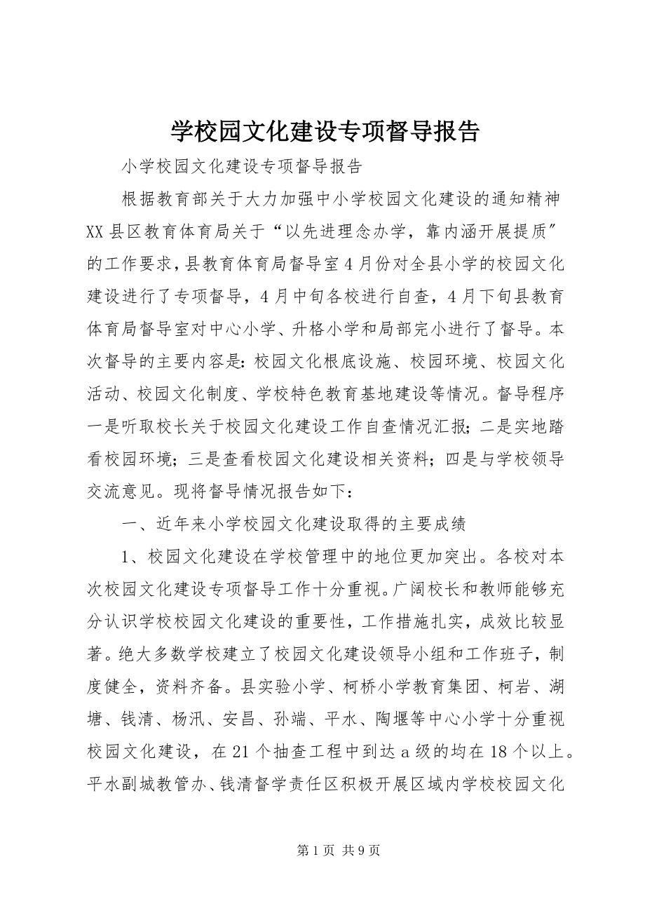 2023年学校园文化建设专项督导报告.docx_第1页