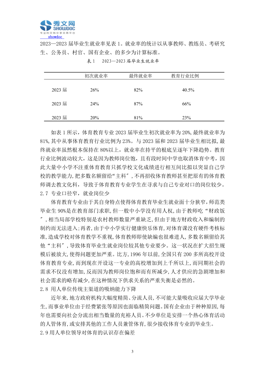 2023年玉溪师范学院体育教育专业毕业生就业现状分析.doc_第3页