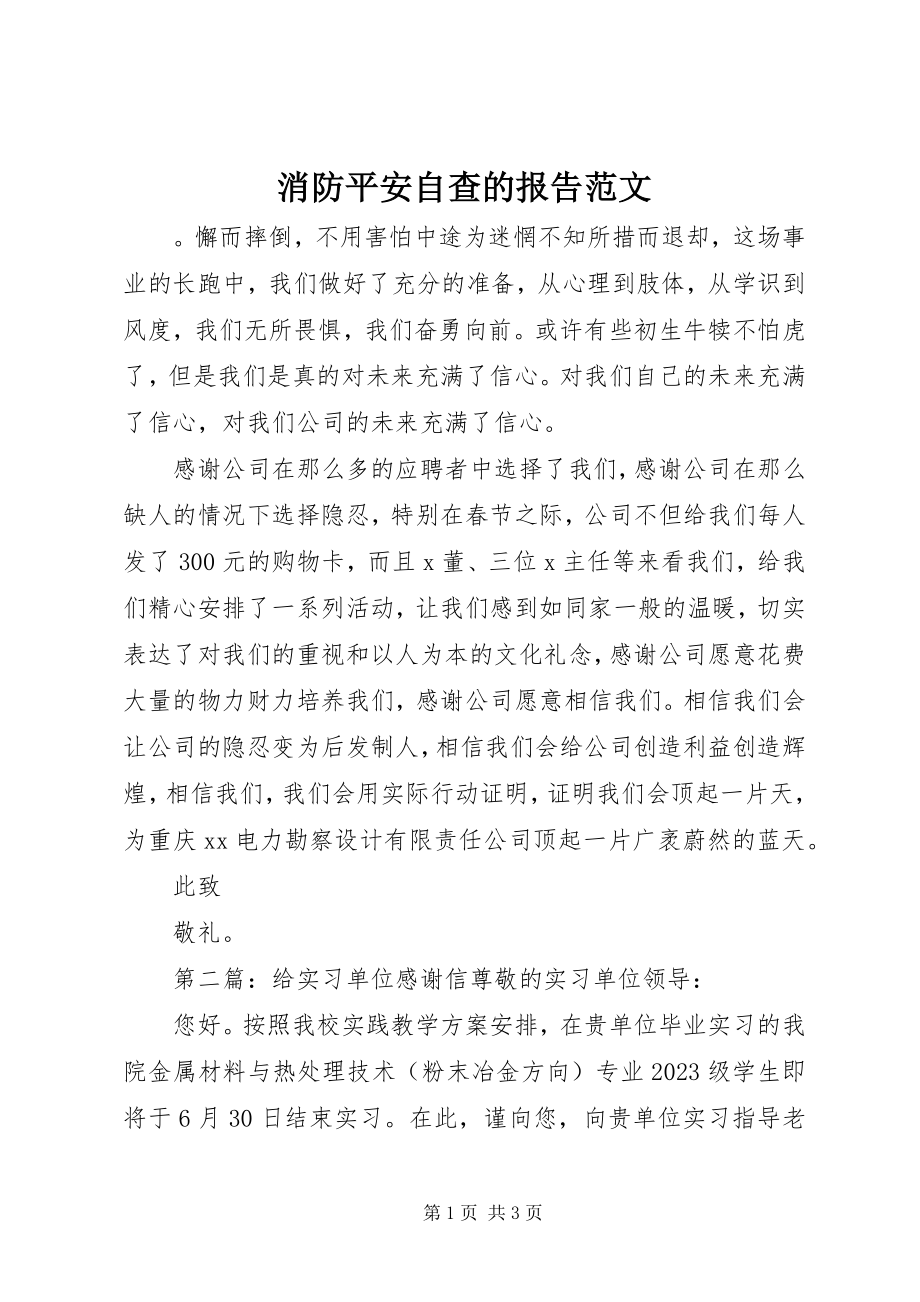 2023年消防安全自查的报告2.docx_第1页