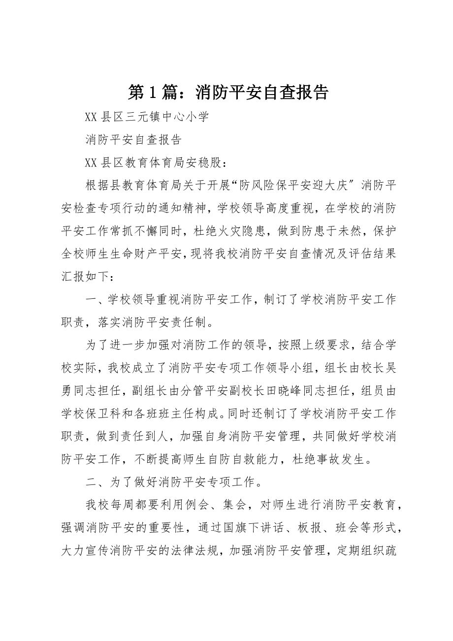 2023年第1篇消防安全自查报告新编.docx_第1页