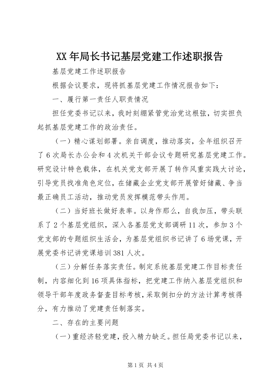 2023年局长书记基层党建工作述职报告.docx_第1页