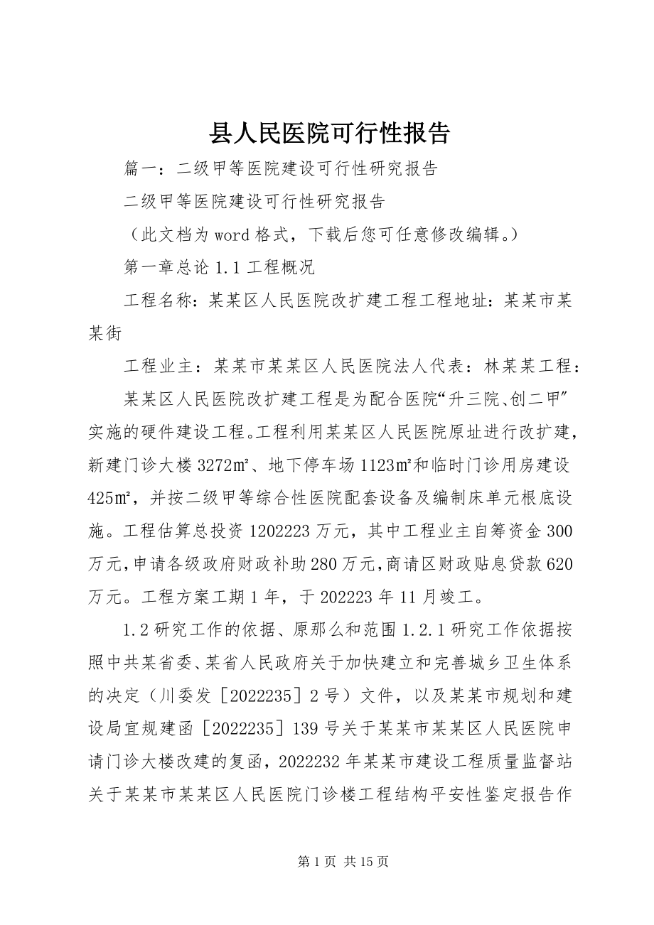 2023年县人民医院可行性报告.docx_第1页