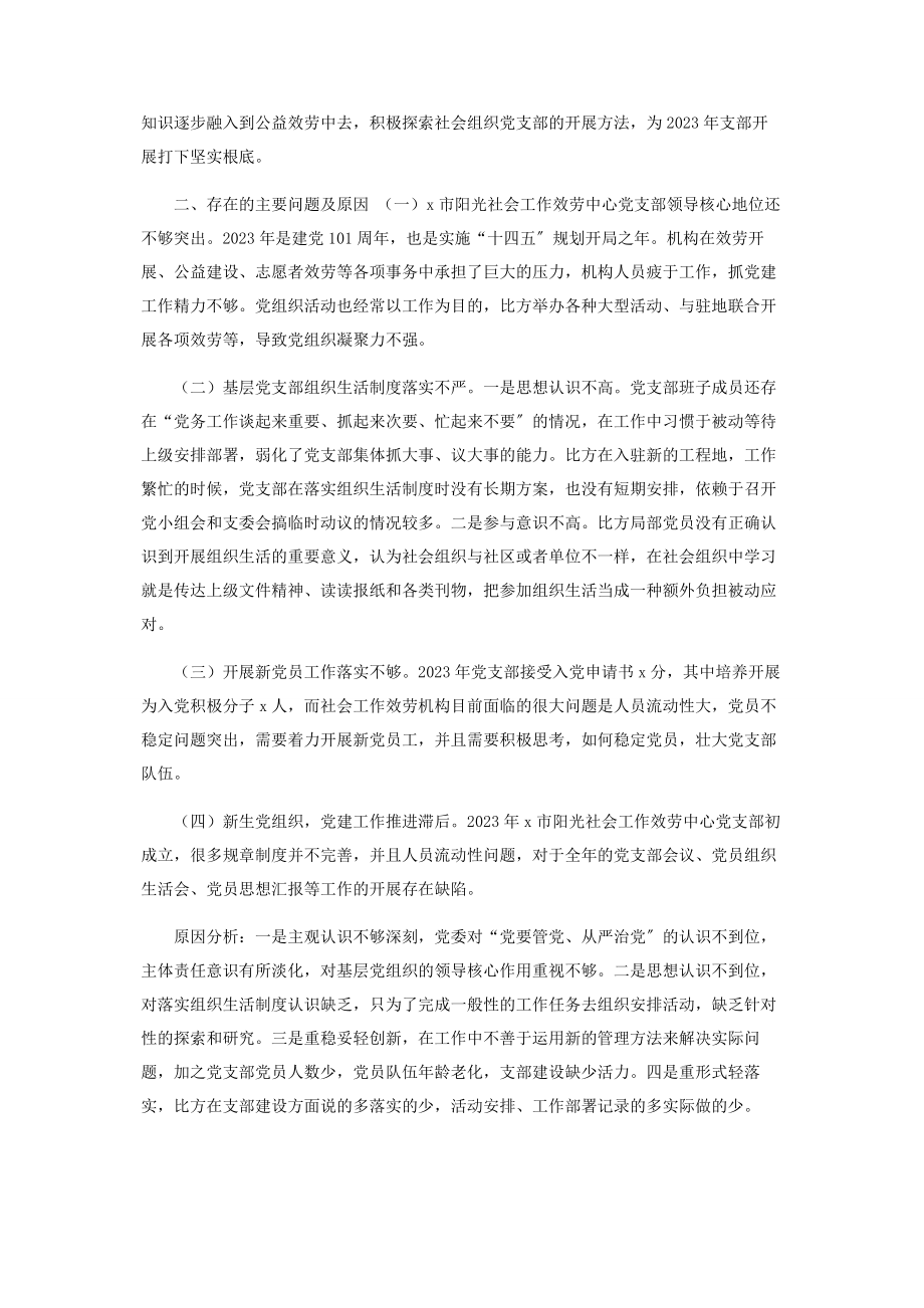 2023年阳光社工服务中心党支部书记抓基层党建工作述职报告.docx_第3页