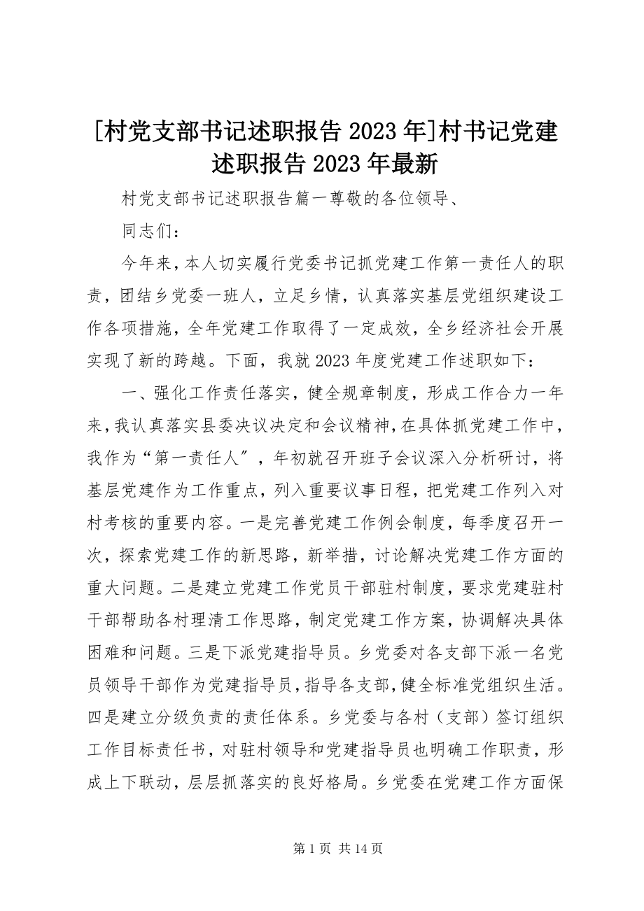 2023年村党支部书记述职报告村书记党建述职报告新编.docx_第1页