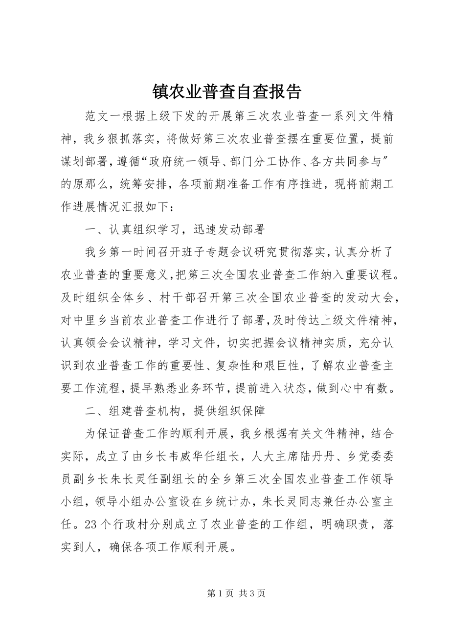 2023年镇农业普查自查报告.docx_第1页