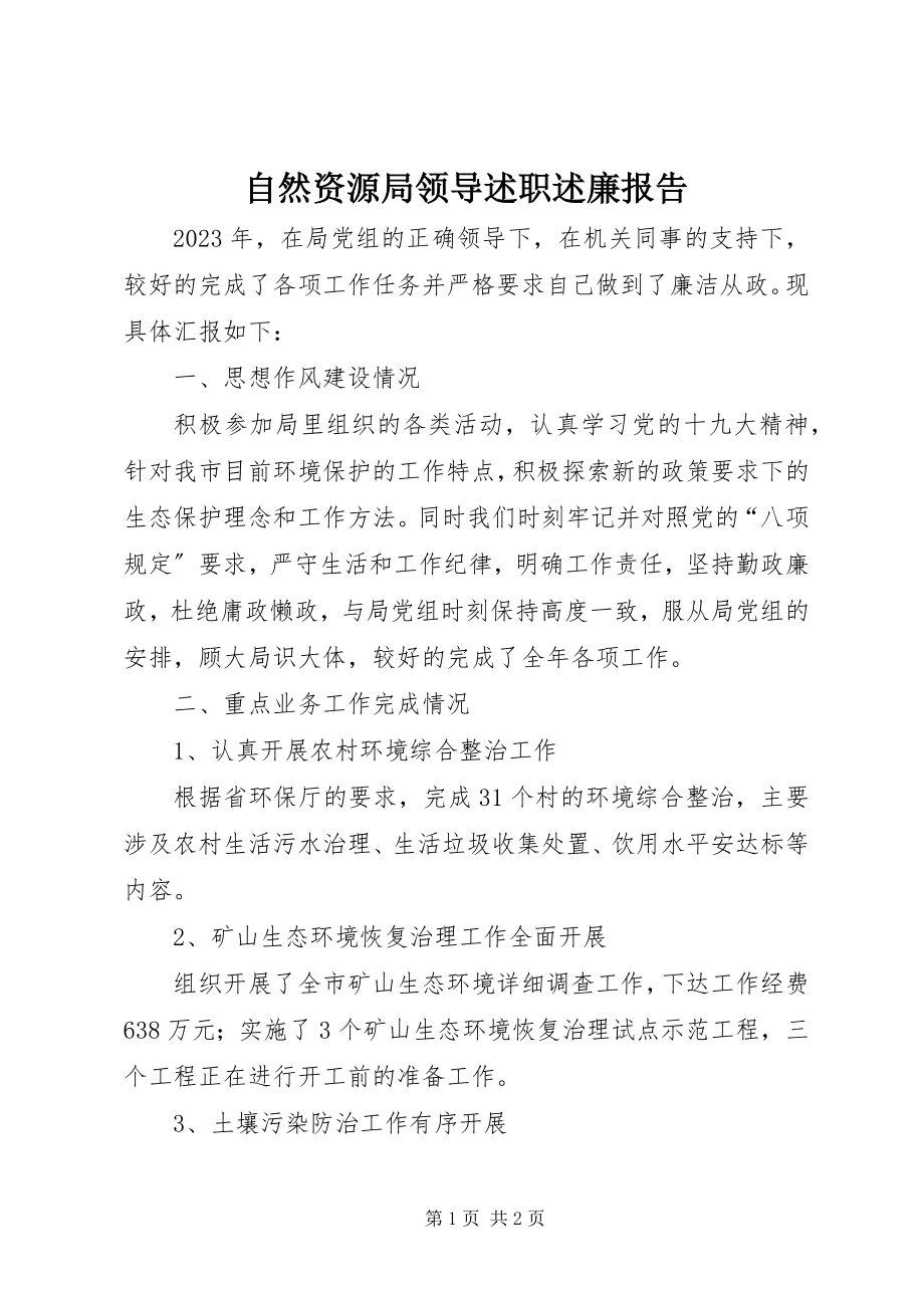 2023年自然资源局领导述职述廉报告.docx_第1页