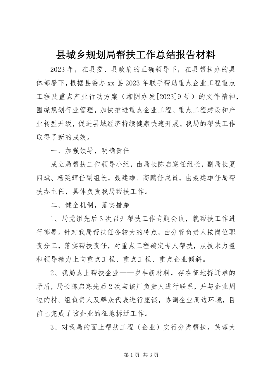 2023年县城乡规划局帮扶工作总结报告材料.docx_第1页