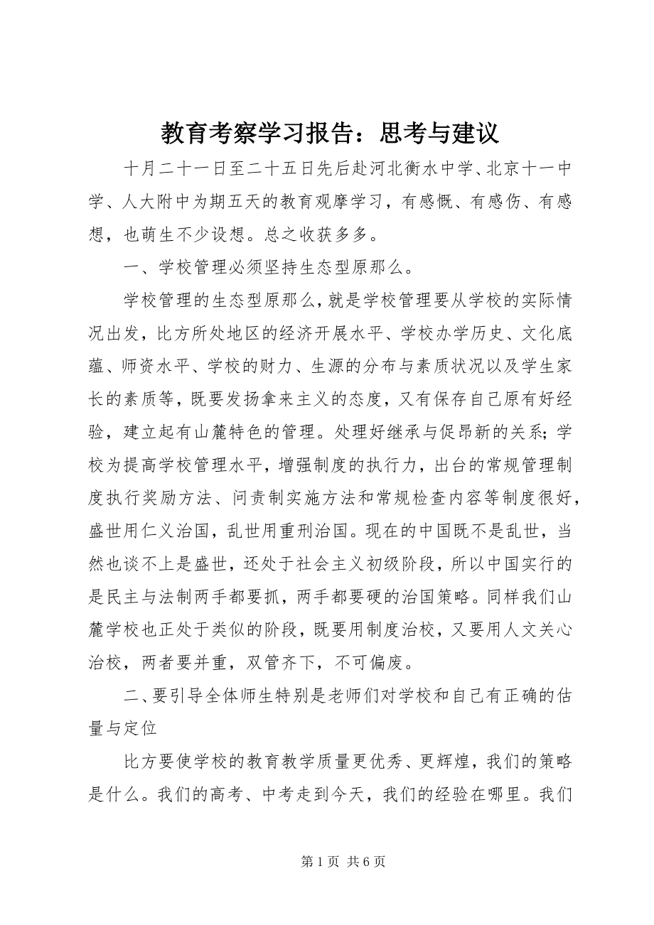 2023年教育考察学习报告思考与建议.docx_第1页