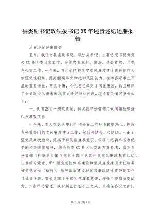 2023年县委副书记政法委书记述责述纪述廉报告.docx