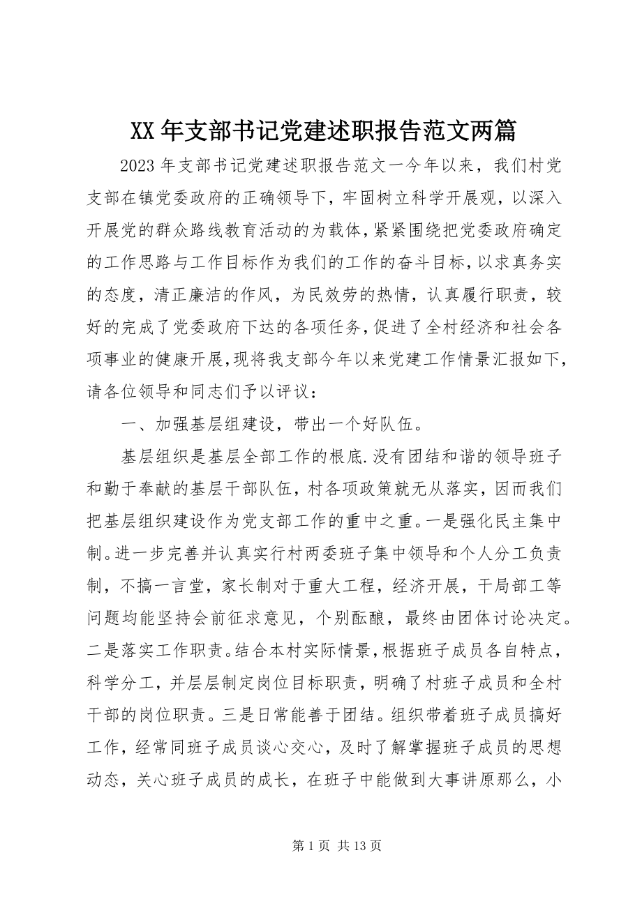 2023年支部书记党建述职报告两篇.docx_第1页