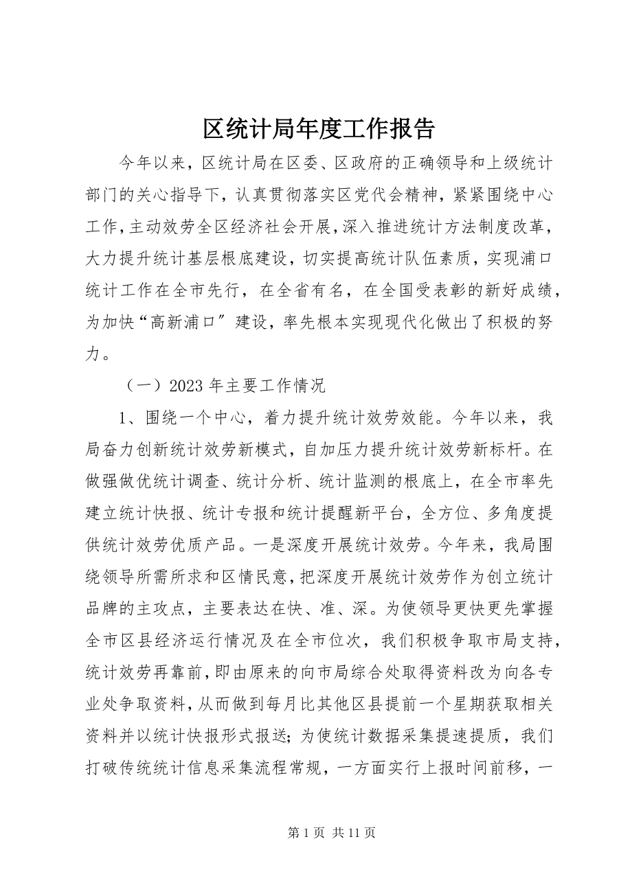 2023年区统计局年度工作报告.docx_第1页