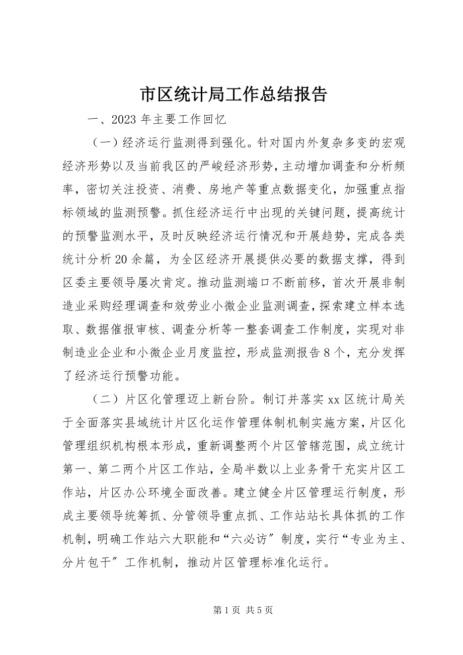 2023年市区统计局工作总结报告.docx_第1页