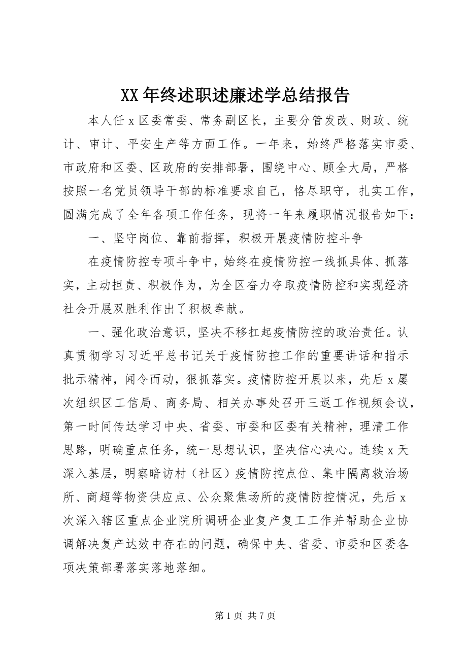 2023年终述职述廉述学总结报告.docx_第1页