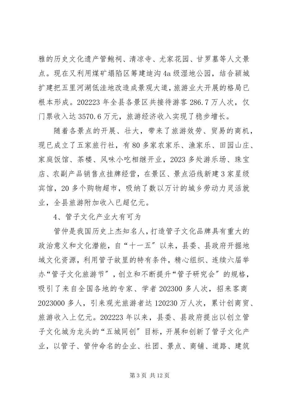 2023年县文化产业发展情况的调研报告.docx_第3页