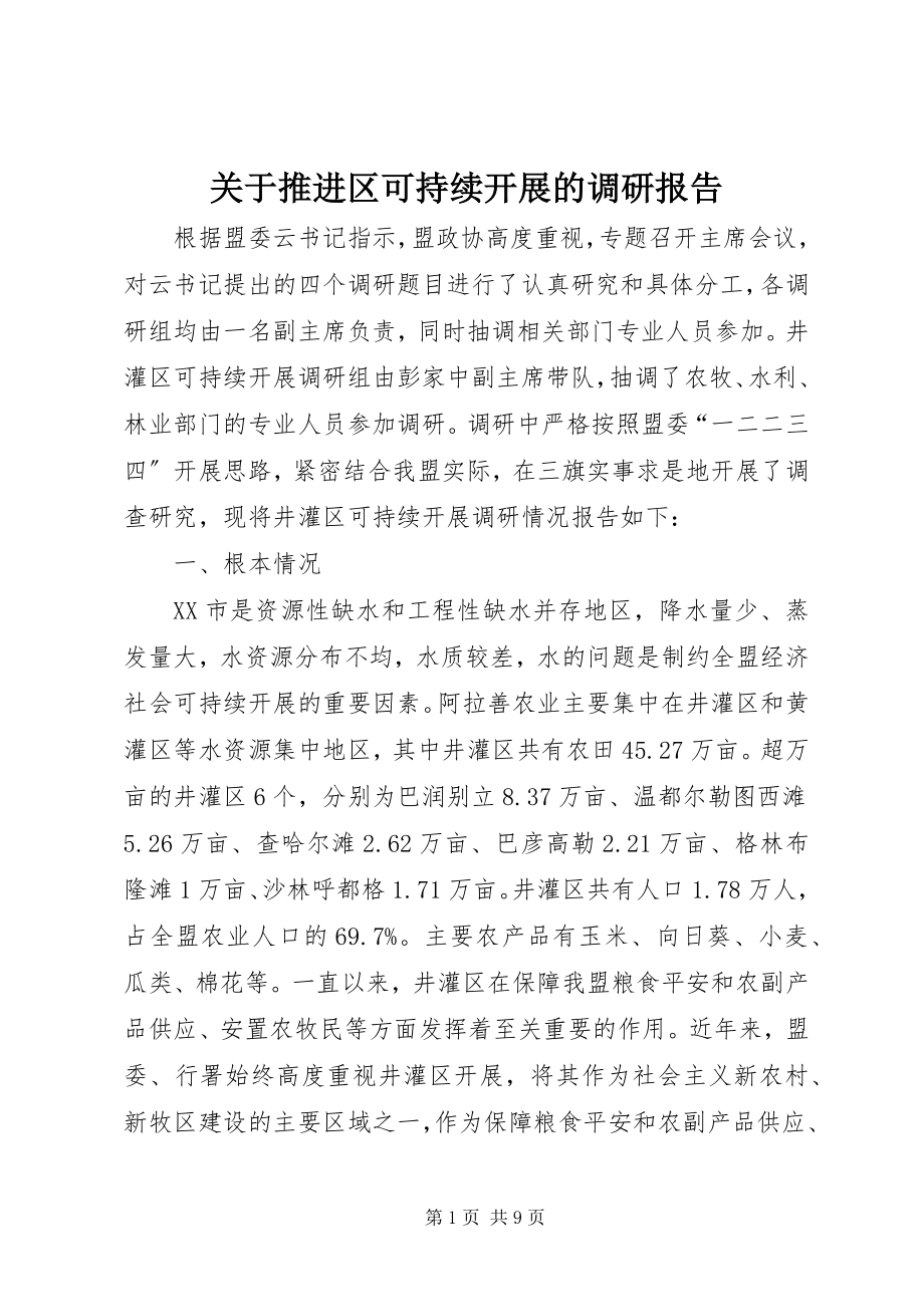 2023年推进区可持续发展的调研报告.docx_第1页