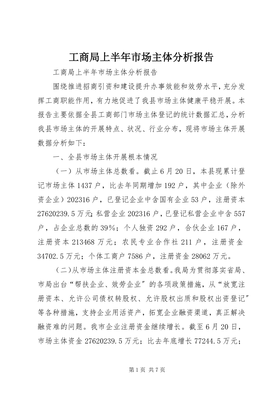 2023年工商局上半年市场主体分析报告.docx_第1页