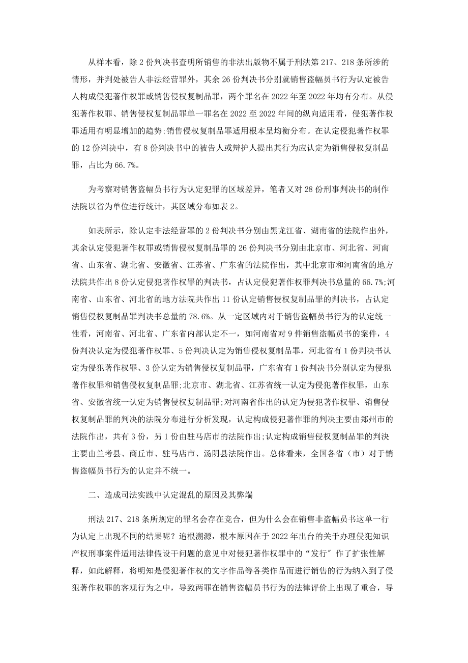 2023年销售盗版图书行为的认定现状及原因分析.docx_第2页