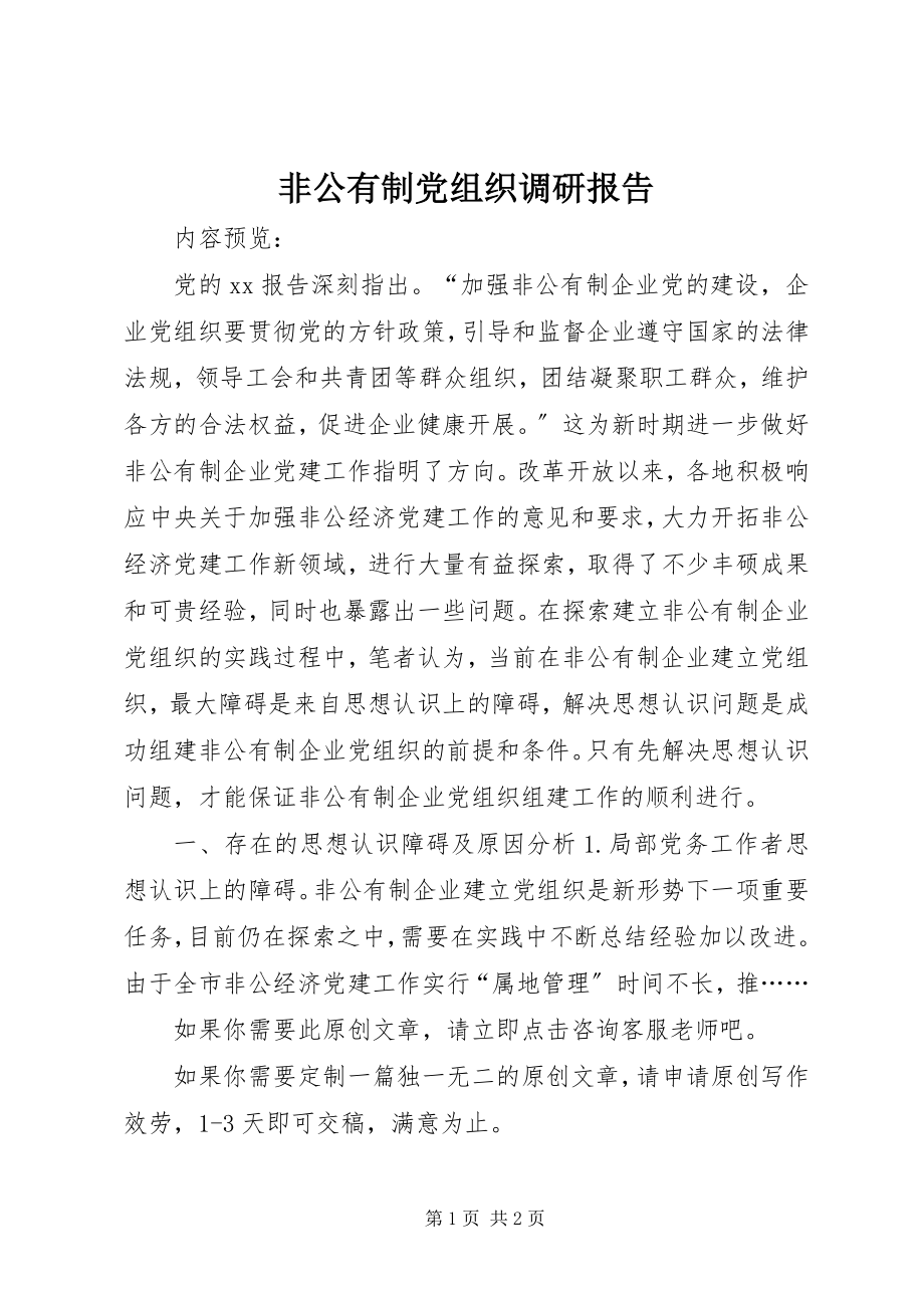 2023年非公有制党组织调研报告.docx_第1页