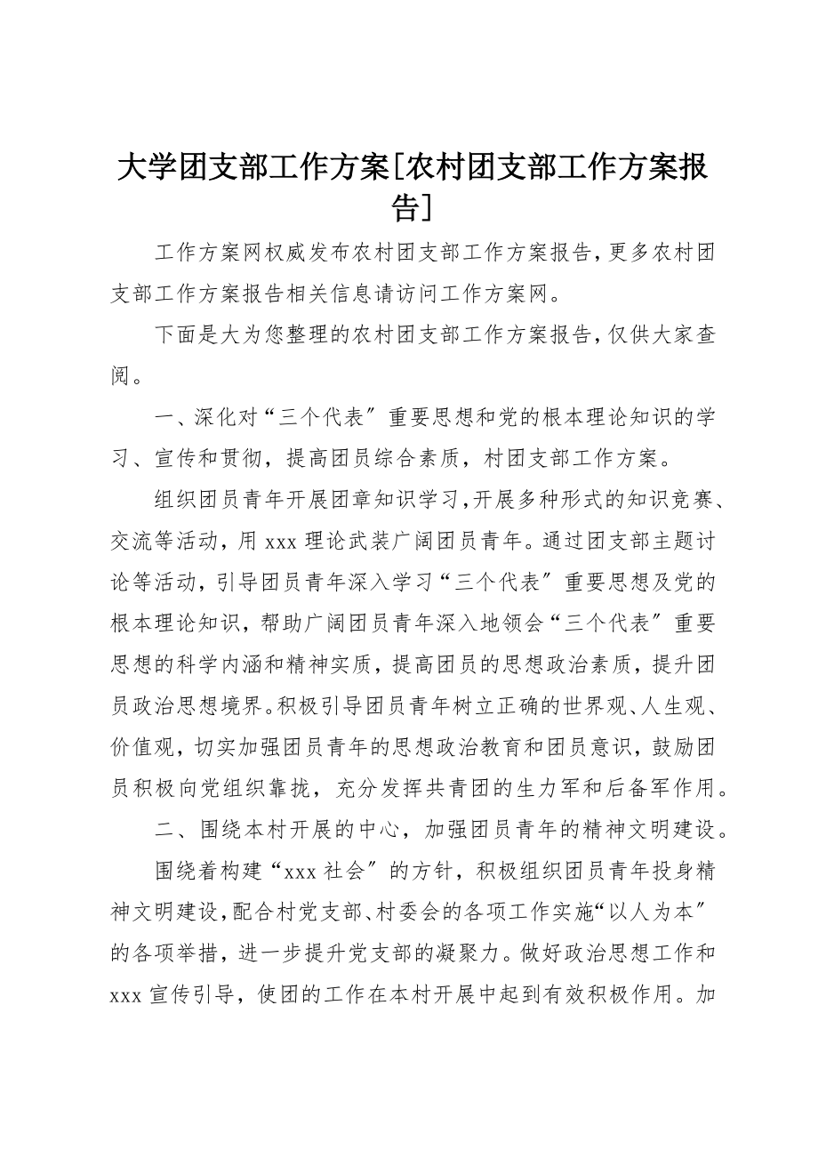 2023年大学团支部工作计划[农村团支部工作计划报告].docx_第1页