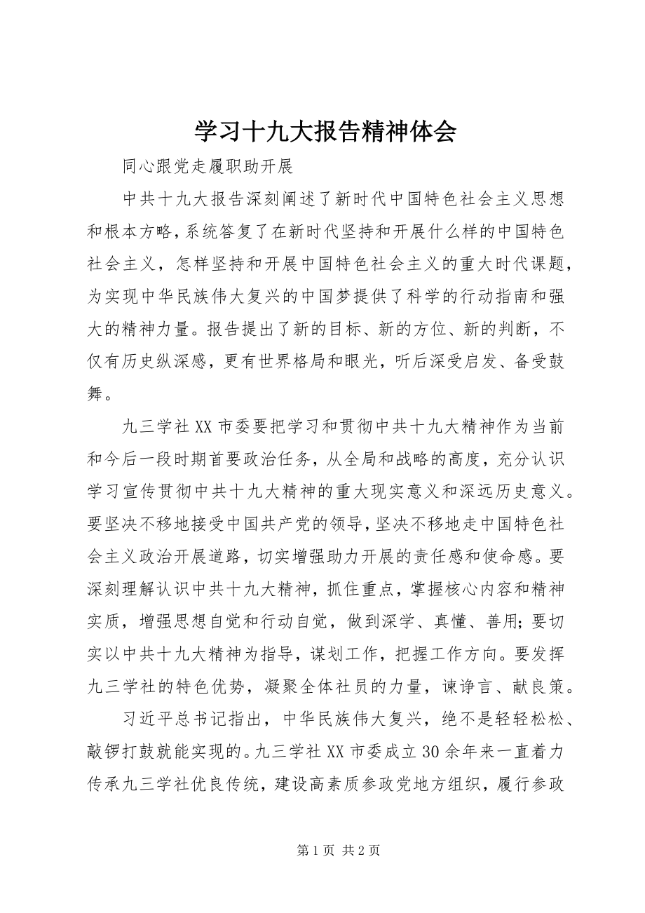 2023年学习十九大报告精神体会.docx_第1页