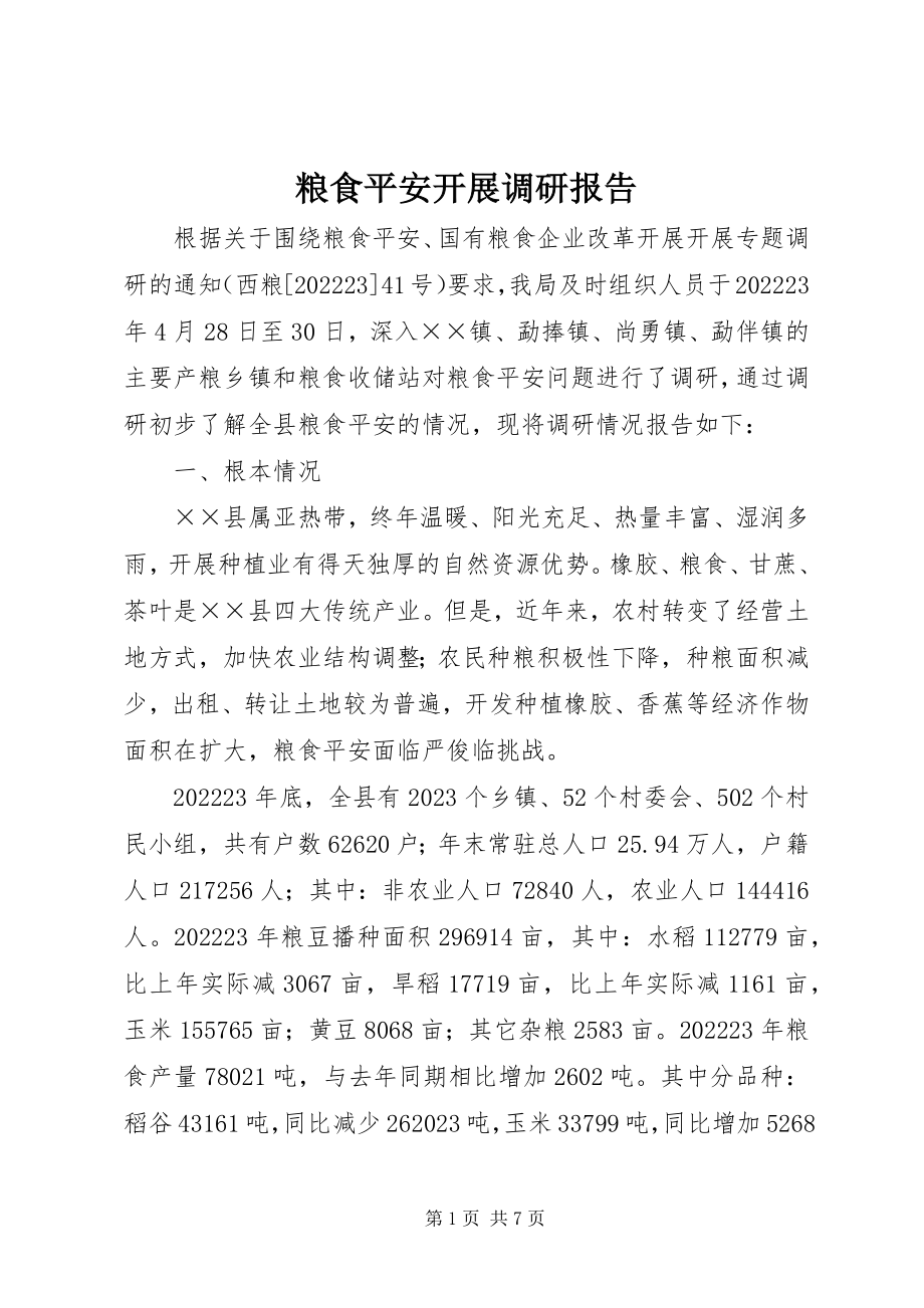 2023年粮食安全发展调研报告.docx_第1页