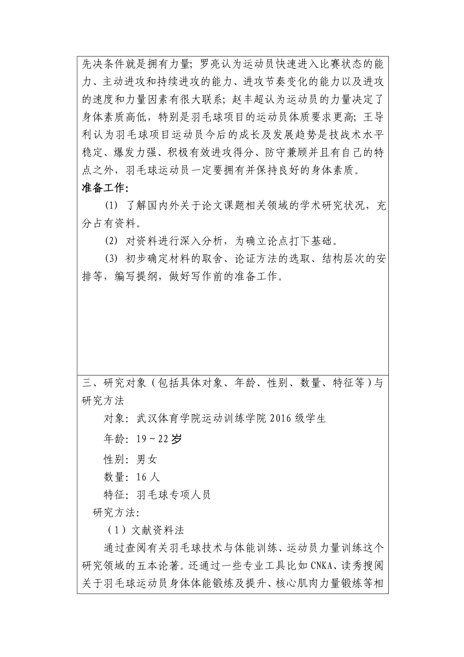 大学生羽毛球专项力量训练实证研究 开题报告体育教育专业.doc_第2页