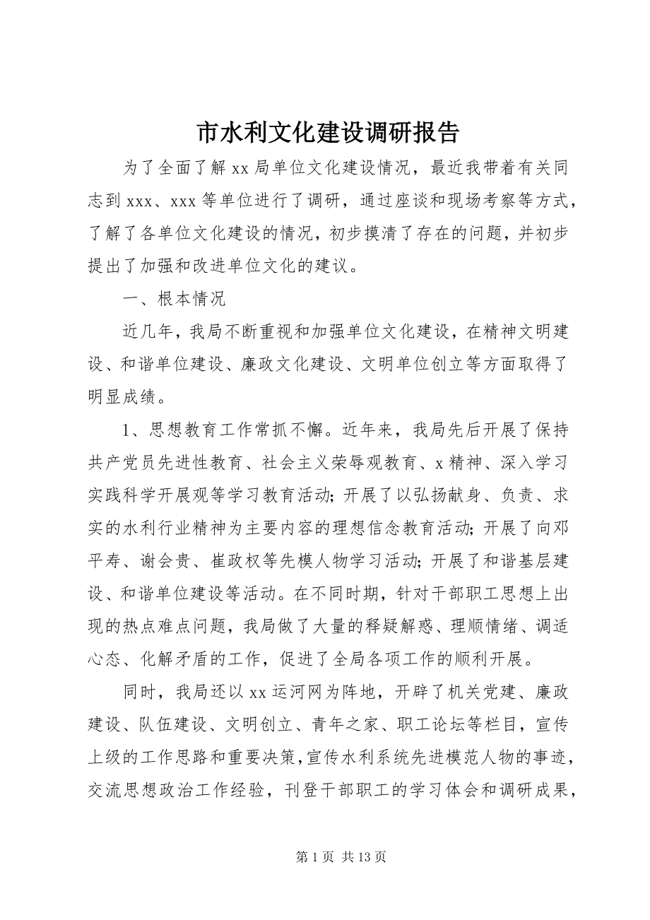 2023年市水利文化建设调研报告.docx_第1页